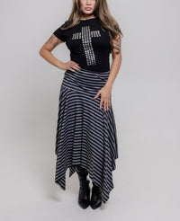 W.010 — MOTION
Draped Stripe Skirt