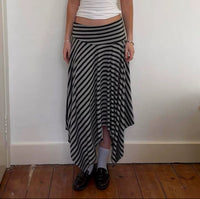 W.010 — MOTION
Draped Stripe Skirt